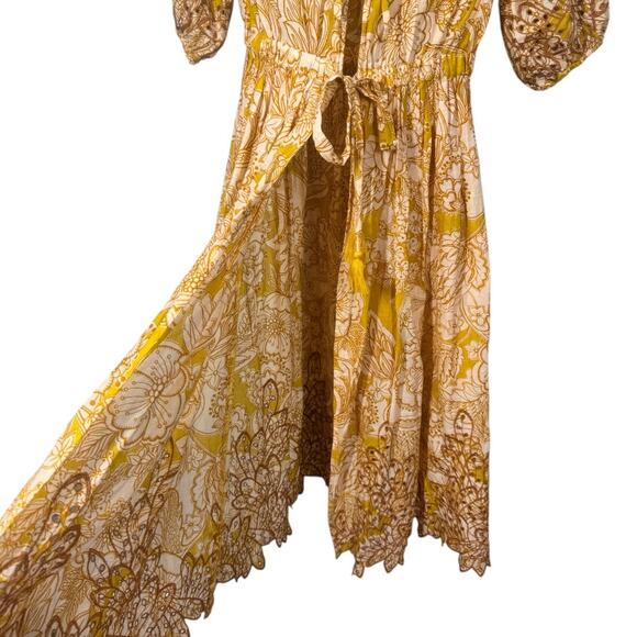 Anthropologie Ember Kaftan Small Floral Eyelet Embroidered Maxi Tie Front Bohoh - Picture 6 of 10